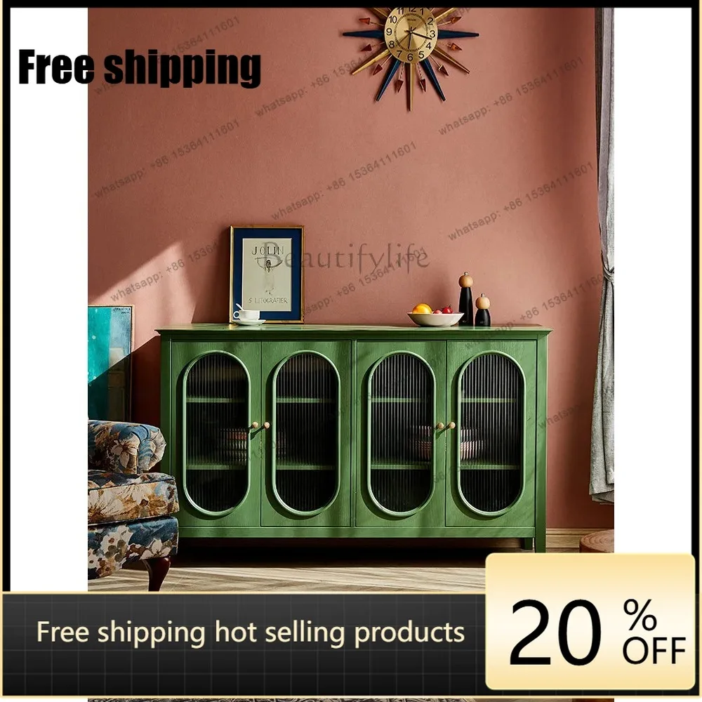 hot American retro solid wood dining side cabinet Nordic simple small apartment living room decoration cabinet