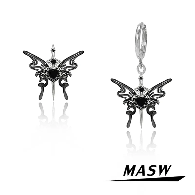 

MASW Original Design Popular Cool Style Black Butterfly Earrings For Girl Women Party Gift Modern Jewelry 2024 New Trend