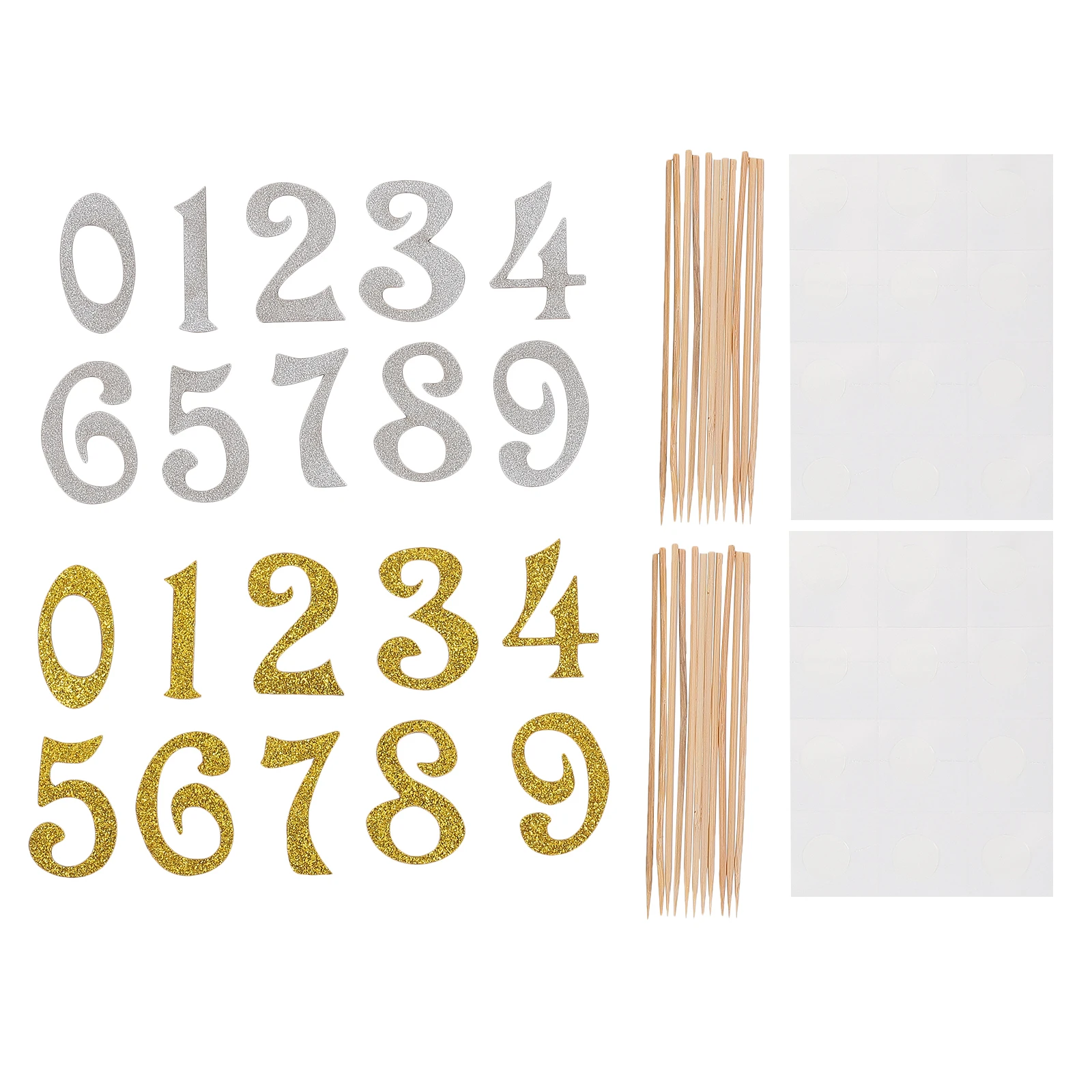 

20pcs Number Cake Picks Golden 0 0 9 Cake Toppers Birthday Party Supplies Wedding Anniversaries Decorations