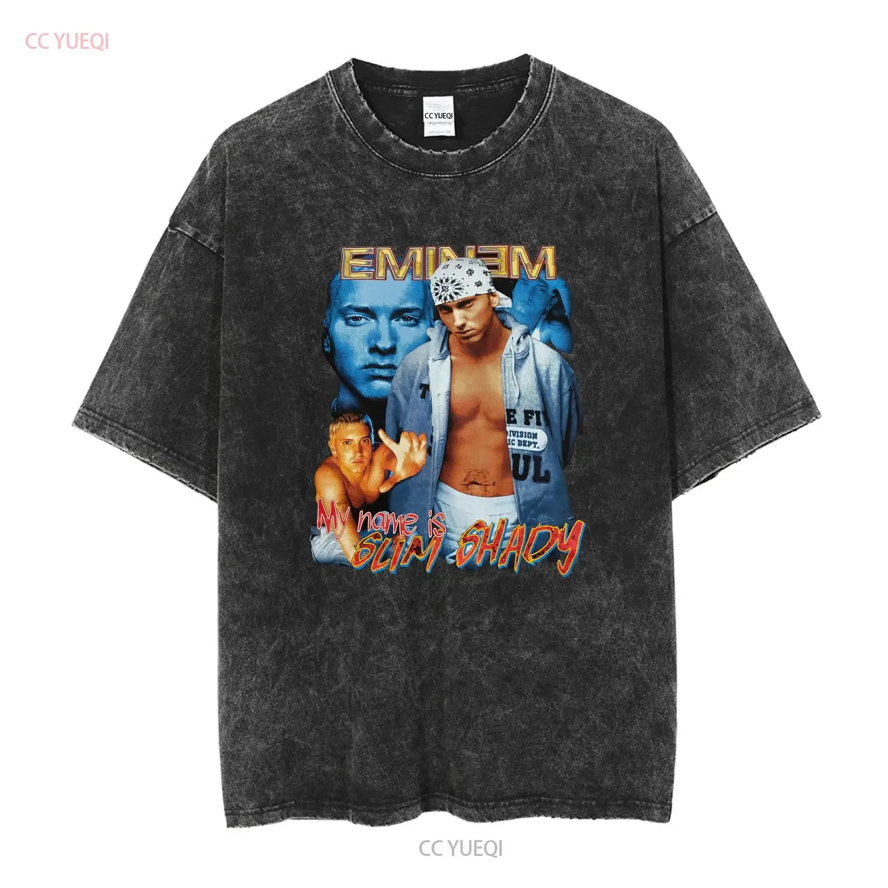 Eminem T shirt size large double sided rap Boot Slim Shady big face long or short sleeves vintage Washed Top For Everyday Wear
