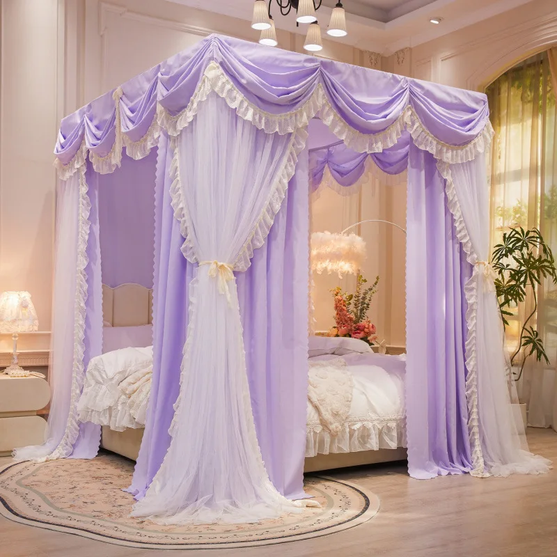Double Layer Gauze Bed Curtain Shading Dustproof Mosquito Net (No Bracket) Three Door Court Style Princess Wind Mosquito Net