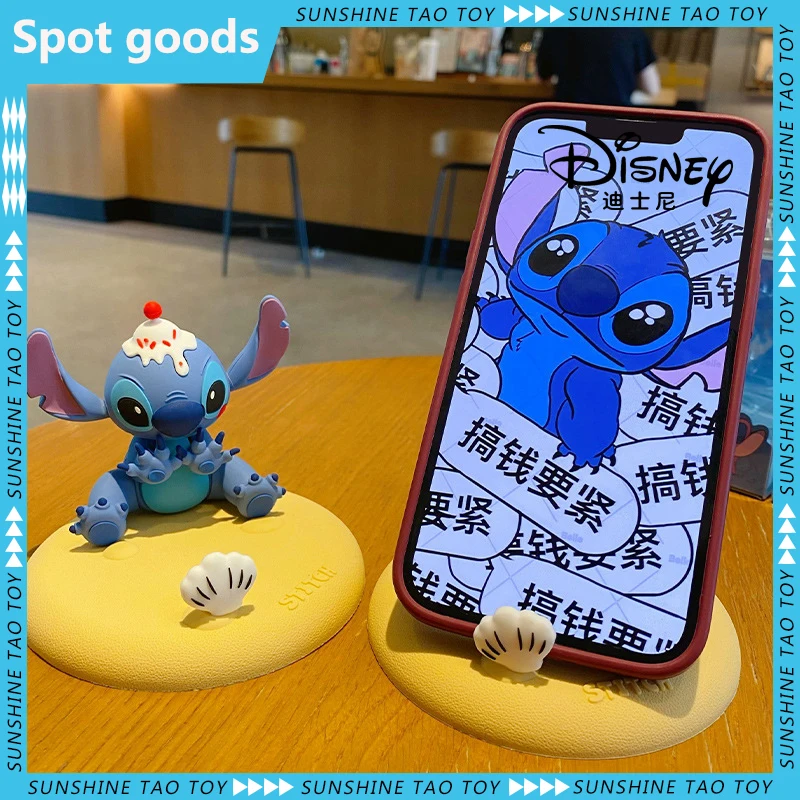 

Disney Stitch Mobile Phone Holder Cute Furniture Ornaments Cartoon Car Decorations Gift Have Box Lazy Desktop Bracket For Female