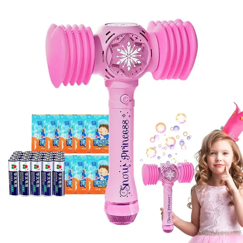 

Bubble Hammer Machine Hammer Shape Bubble Blower With 10 Holes Cartoon Bubble Maker Toys Reusable Outdoor Handheld Toys Battery