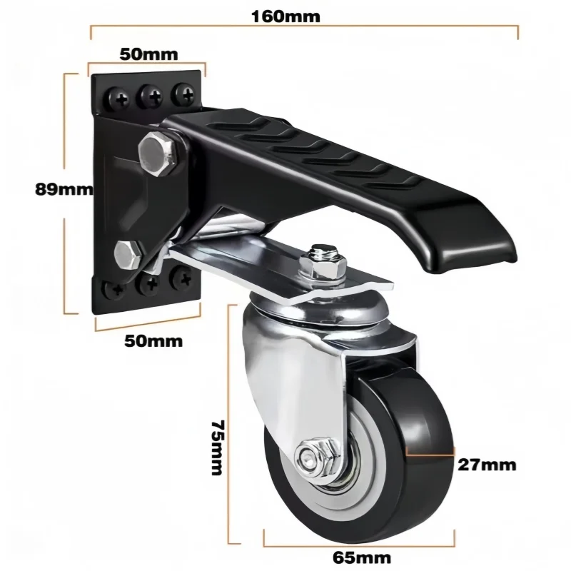 SucceBuy 165 Lbs 2.5' Set of 4 Workbench Caster Wheels Side Mounted Retractable Stepdown Wheel 360° Swivel for Tables Equipment