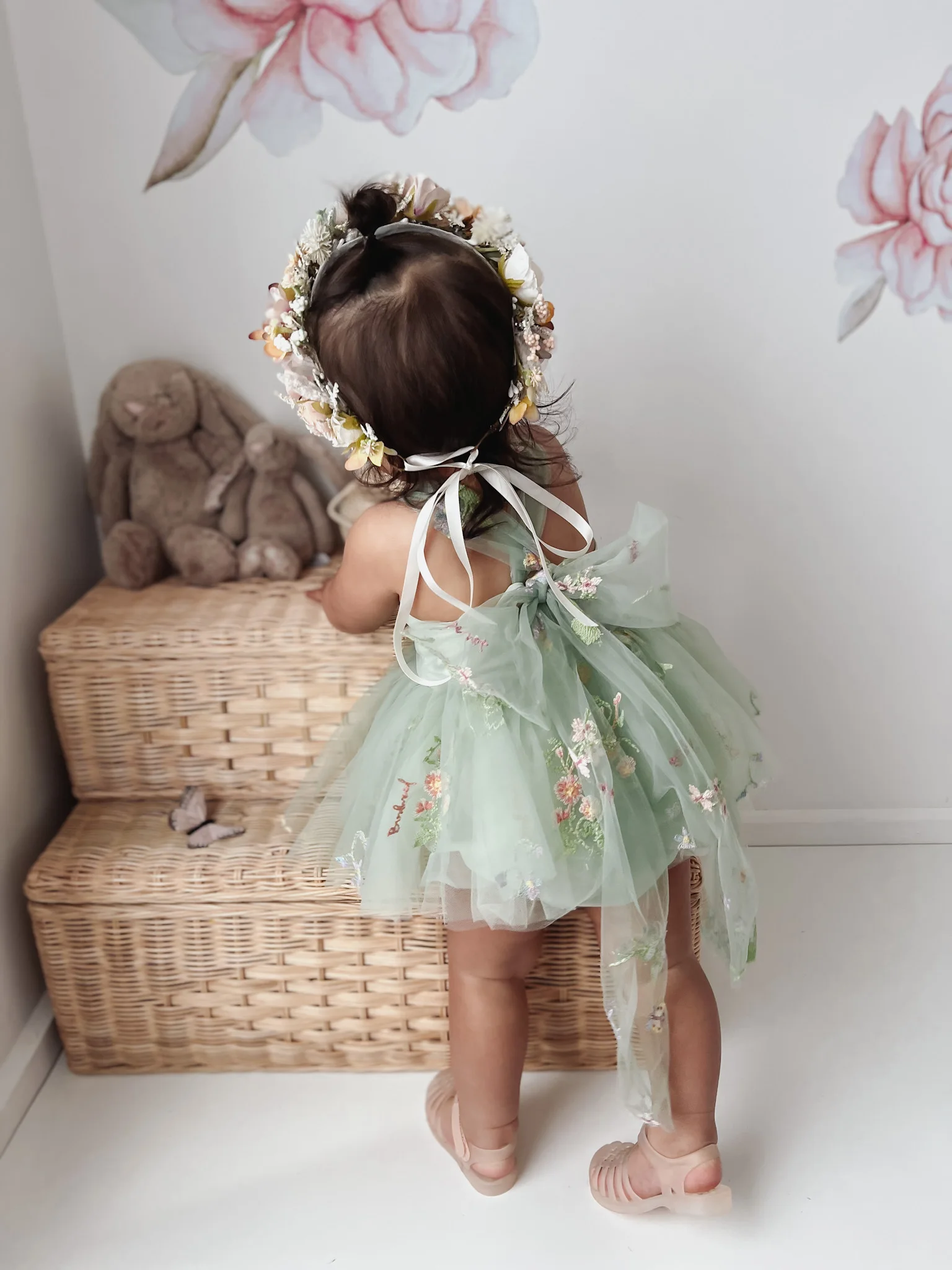 Newborn Baby Romper Dress Lacy Flowers Sling Dress Baby Dress Princess Birthday Dress 0-24 Months