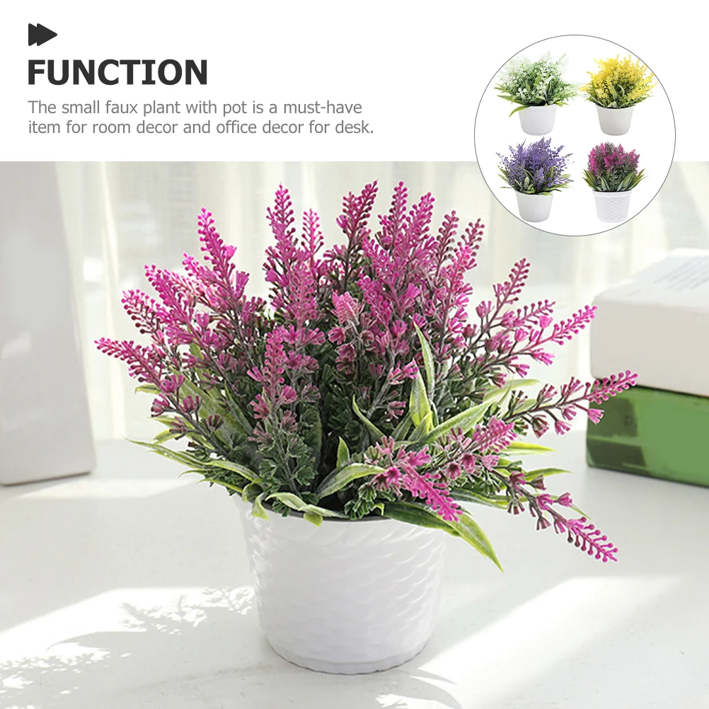 

Artificial Lavender Plant Faux Decorations Violet Centerpieces for Home Office Desktop Adornments Fake Small Plants Maintenance