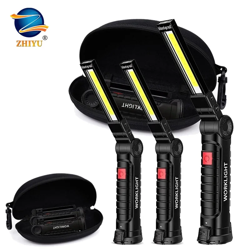 Portable LED Handheld Flashlight USB Rechargeable Flashlight Tail Magnet Working Lamp Outdoor Waterproof Camping Repair Lantern