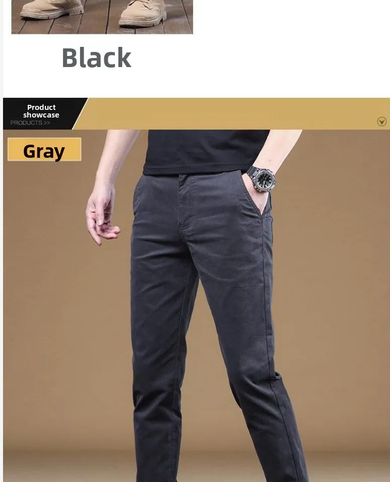 Hochwertige Dünne Baumwoll-Herrenhose Trendige Vielseitige Elastische Leichte Business-Hose Formelle Gerade Arbeitshose – Detail 12