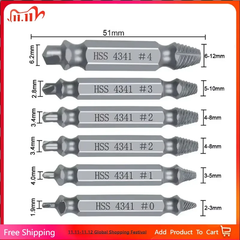 

Titanium Extractor Remover Drill Bit Disassemble Screws Bolt Stud Slip Teeth Damaged Demolish Nails Tools Sets