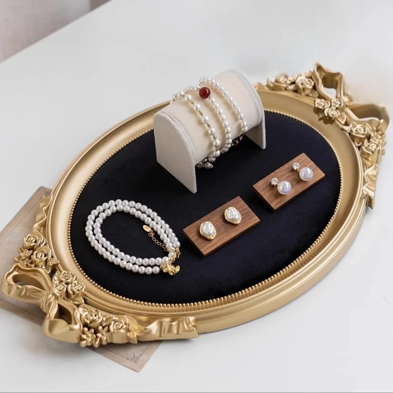 

Large Jewelry Tray Luxury Earrings Storage Trays Exhibitor Counter Necklaces Bracelet Display Pallet Jewellery Organizer Prop