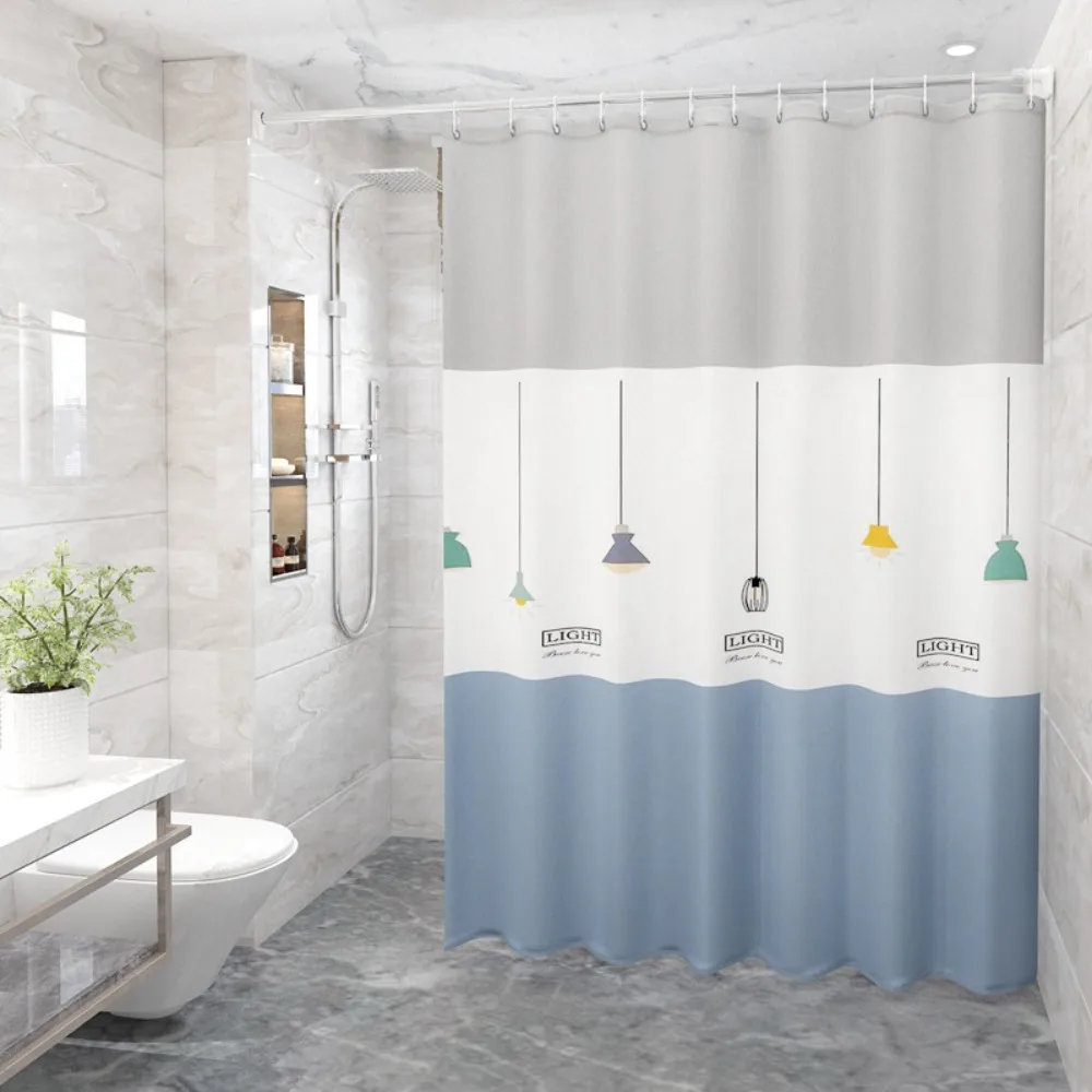 Simple Printing Bathroom Shower Curtain Home Decoration Polyester Waterproof Bathtub Creative Shower Curtain with Hooks