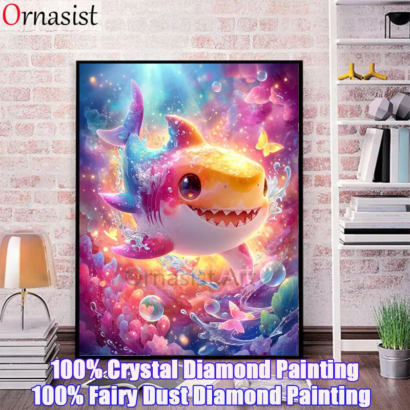 Shark DIY Fairy Dust Diamond Painting Dolphin Full Crystal Diamond Mosaic Art Animal Crab Rhinestone Cross Stitch Kit Home Decor