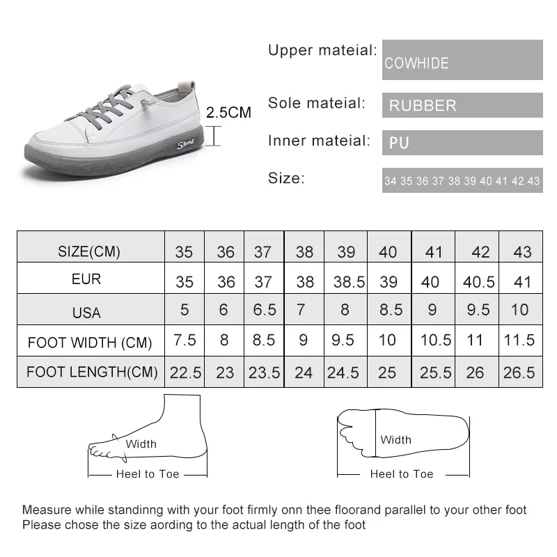 Sneakers Loafers Ladies Genuine Leather Large Size 41 42 Spring Lace-up White Shoes Women Casual Soft Sole Flat Shoes Women