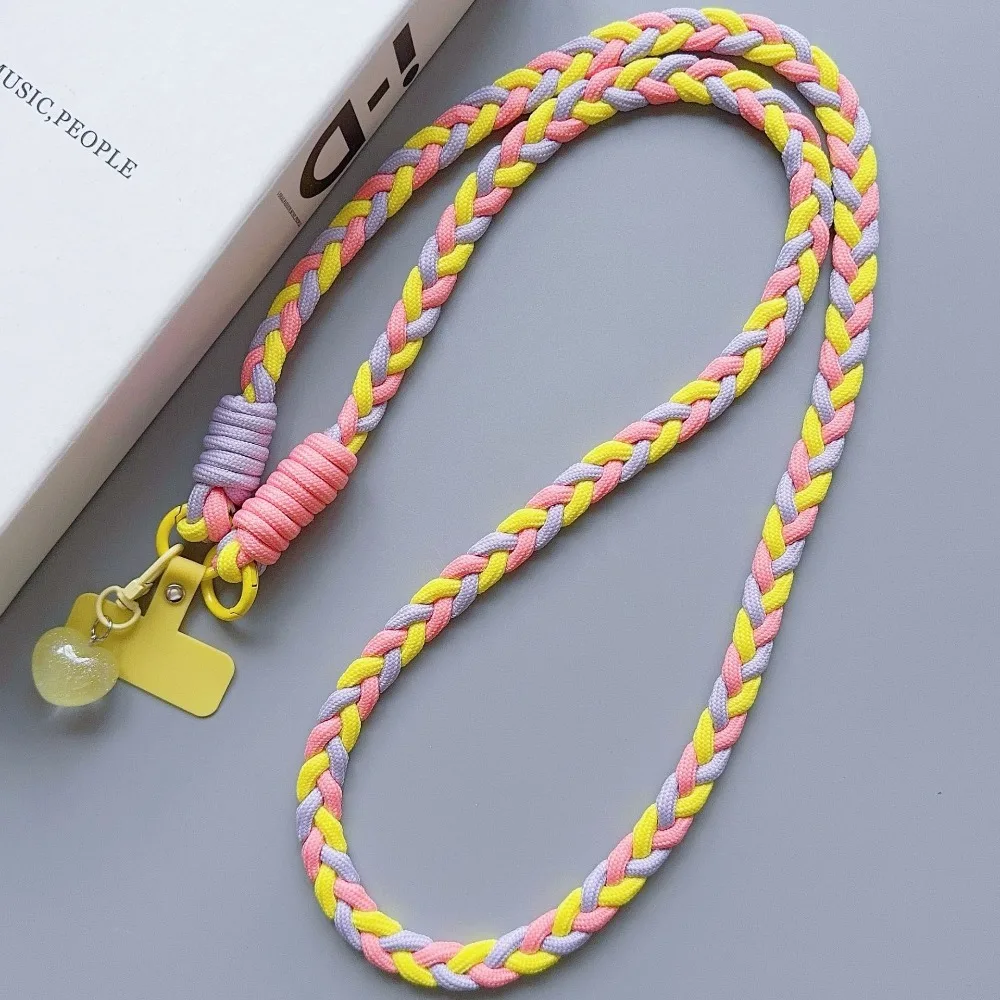 

Nylon Braided Phone Lanyard Anti-lost Colorful Shoulder Strap Detachable Crossbody Hanging Rope Phone Charm Accessories