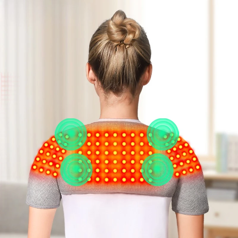 

Full-Wrap Electric Heated Shoulder Neck Massager Red Light Therapy Back Pain Relief Shiatsu Kneading Blood Circulation Boost