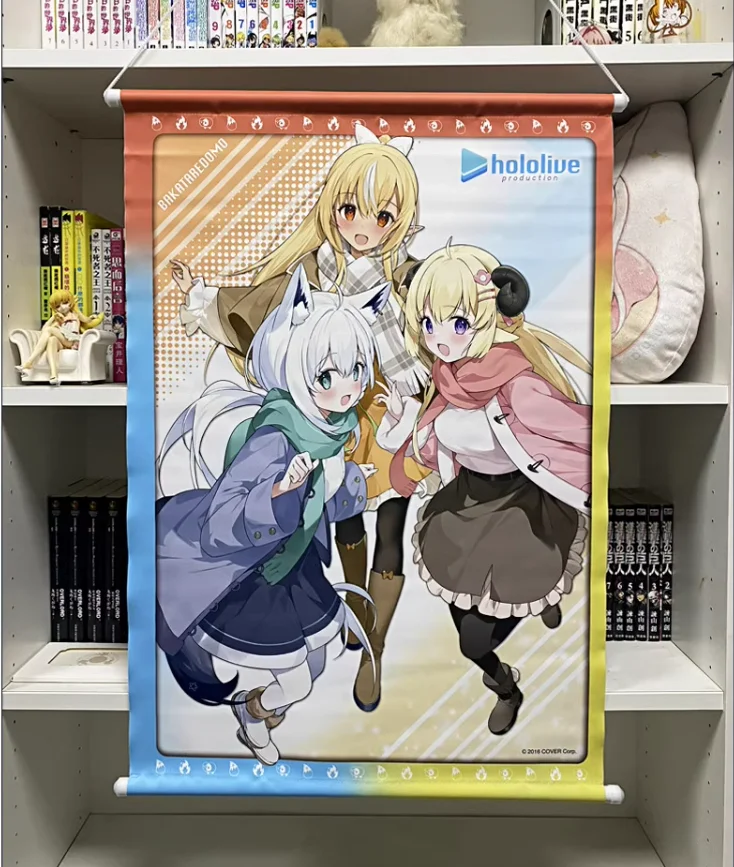 

Hololive Virtual Idol Shirakami Fubuki Tsunomaki Watame Shiranui Flare Scroll Canvas Wall Hanging Painting Home Decor Poster