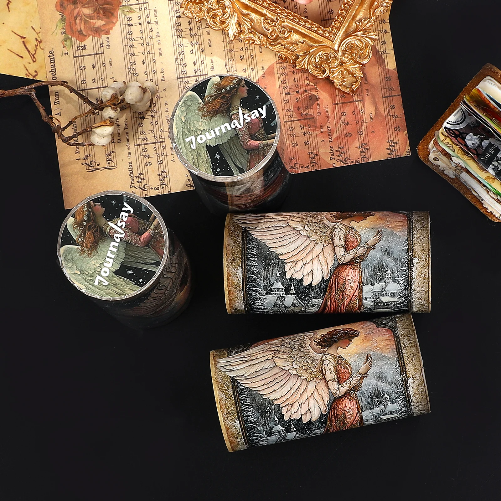 เทปวาชิลายวิคตอเรียนวินเทจ ขนาด 80 มม.*205 ซม. ลายตัวละครและทิวทัศน์ สำหรับงาน DIY สร้างสรรค์ วัสดุตกแต่งสมุดบันทึก คอลลาจ และเครื่องเขียน