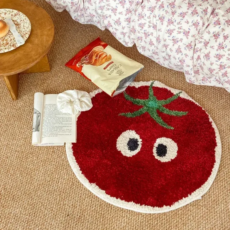 

Absorbent Non-Slip Cartoon Fruit Shape Bath Mat Tomato Pear Small Rug Foot Mat for Bathroom Entrance Bedroom