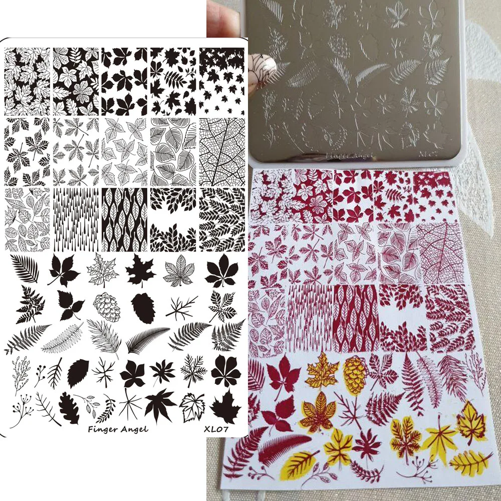 Christmas Nail Stamping Plates Over-size Stainless Steel Nail Art Stamp 9.5X14.5cm Leaves/Flowers/Snowflake Manicure Template