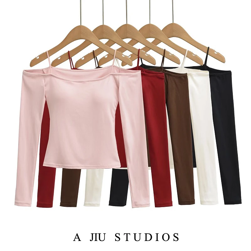 

Сексуальная футболка Pure Design Long Sve на одно плечо, женский осенний базовый слой, топ с накладкой на грудь, моющийся, облегающий, базовый...