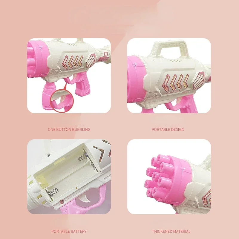 9holes Bubble Gun Toys Electric Automatic Soap Bubbles Makers For Portable Outdoor Kids Gifts Wedding Party Toy Christmas