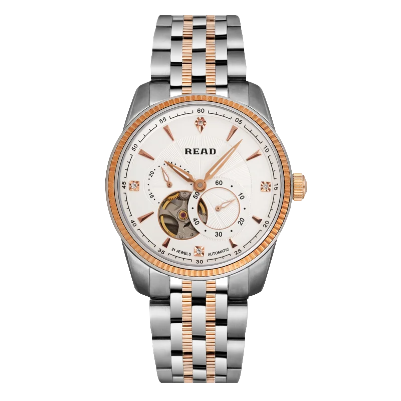 READ Men Automatic Watch | Two‑Tone Steel Band | Skeleton Dial | Sapphire Glass | 50M Water Resistant