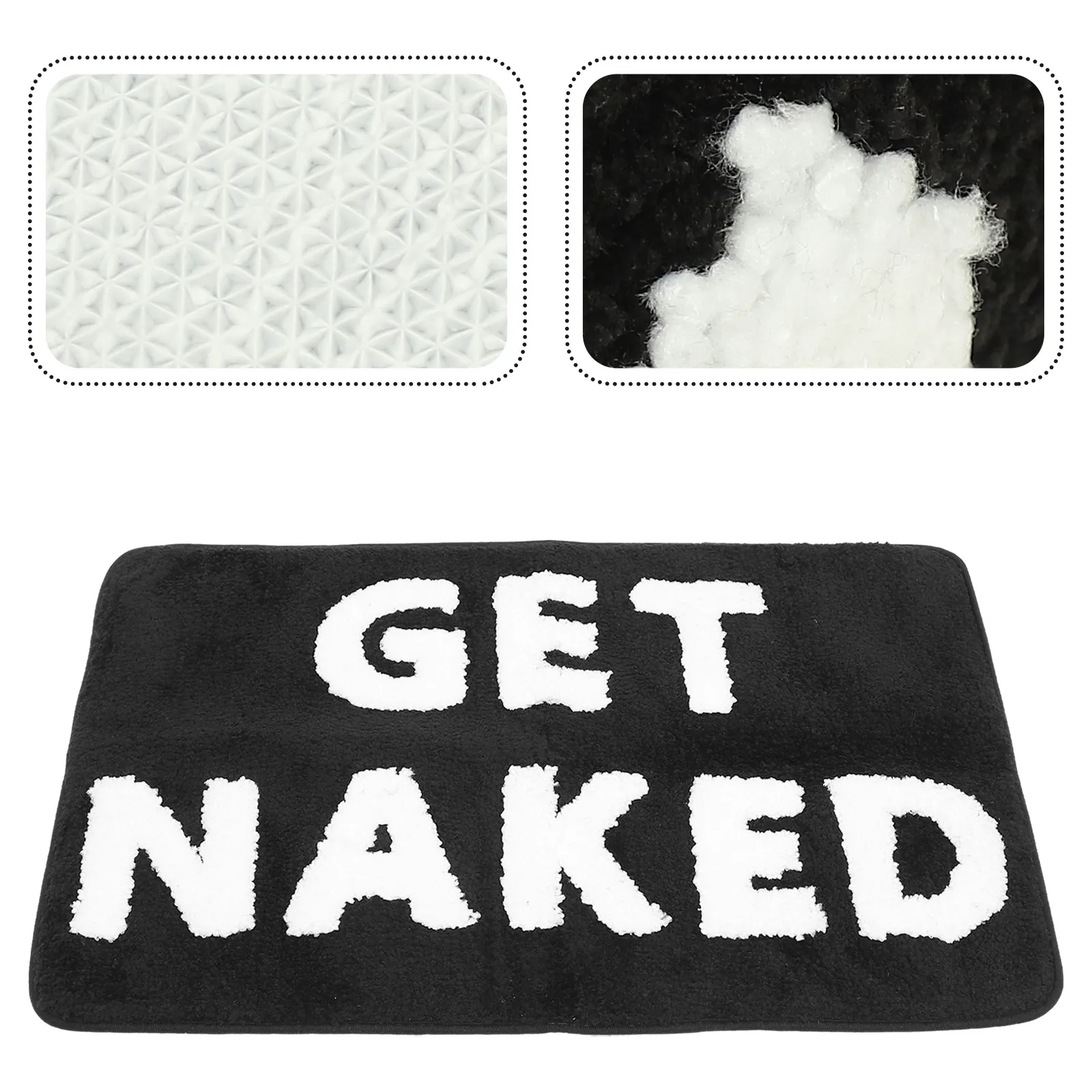 

Flocking TPR Bath Mat Non Slip Water Absorbent Kitchen Floor Carpet Decorative Black Mats Aesthetic Small For Bathroom Bedroom