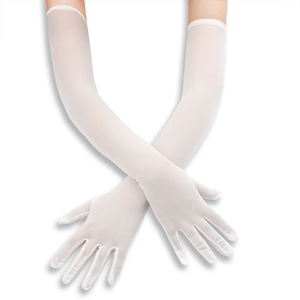 Stylish Transparent Long Gloves Made from Soft Material Great Addition to Any Outfit for Parties or Performance Events