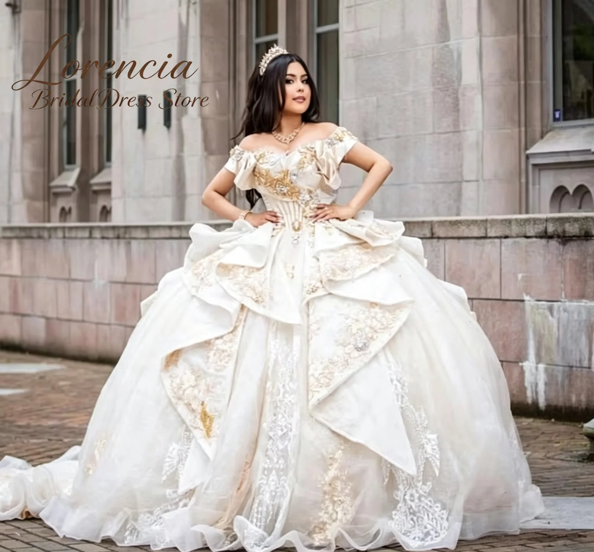 Customized Quinceanera Dresses Off Shoulder Floral Applique Beaded Sweet 16 Birthday Party Mexican Ball Gowns Vestidos 15 Anos