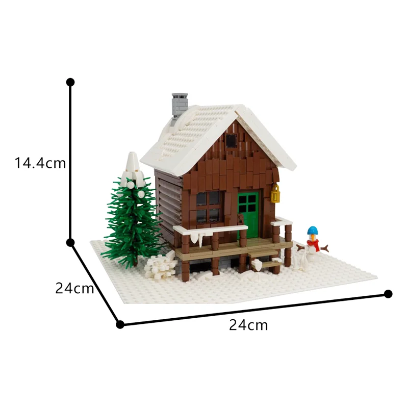 MOC Snowy Winter Cabin Model Building Blocks, Christmas Creative House Building, Assembly Brick Toys, Children's Gift Ornaments