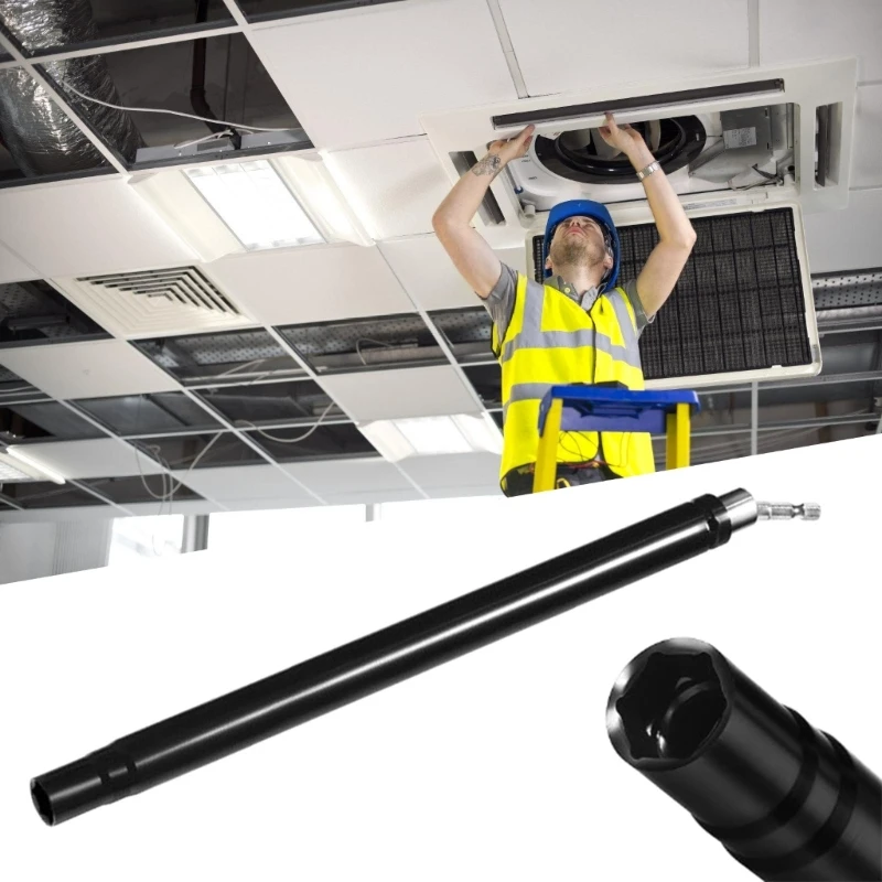 

Hollowed Socket with 360 Rotatable 1/2inch Impacts Socket Adapter Hollowed Nut Driver with 1/4" Hexagonal Shank for Ceiling