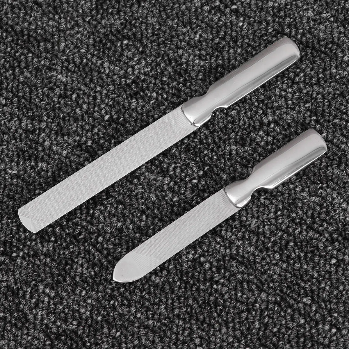 

2 шт., двухсторонняя легкая портативная маникюрная пилка из нержавеющей стали для ногтей, ногтей на ногах, домашний салон, серебро