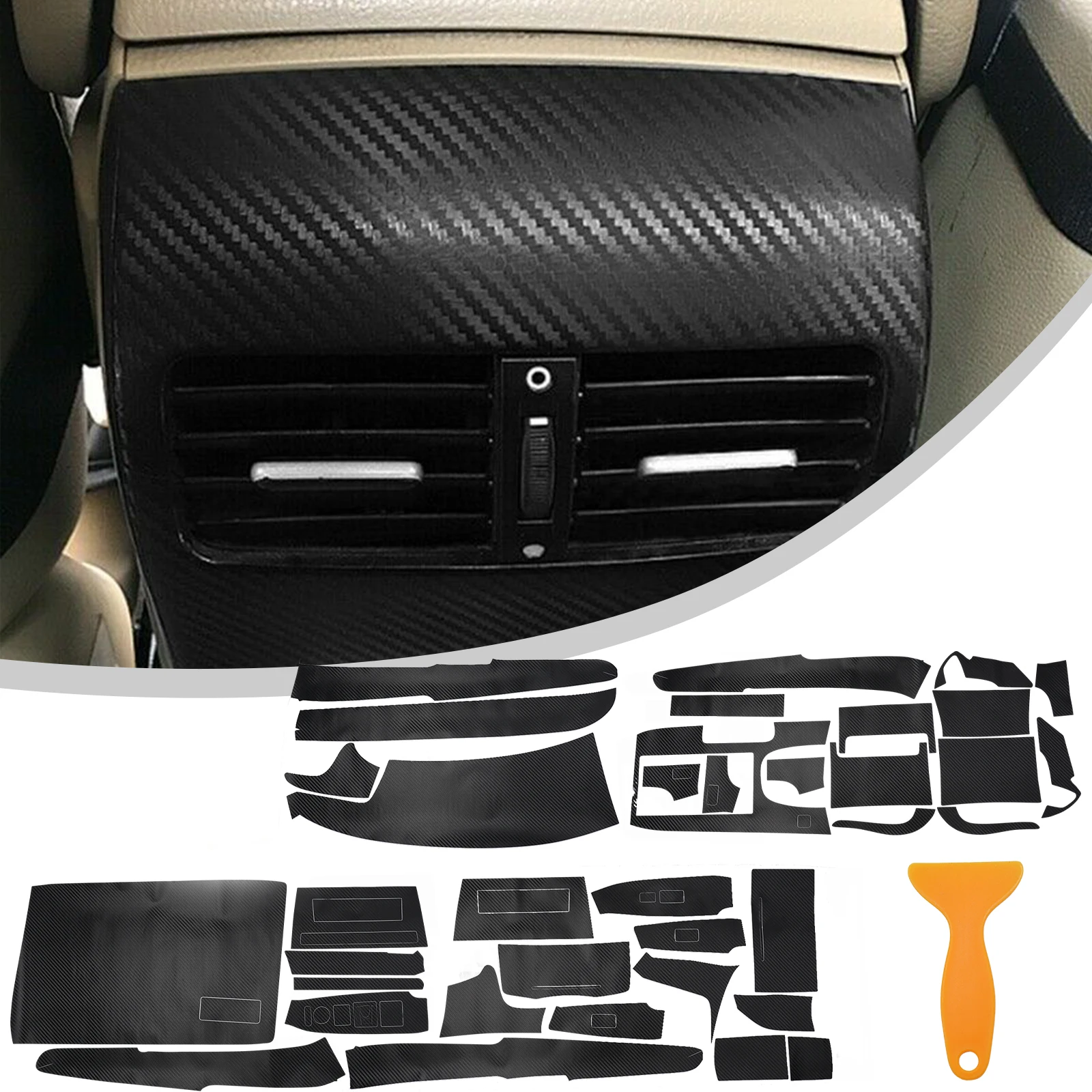 

29pcs/ Set PVC Car Interior Stickers 3D Carbon Fiber Style Interior Decoration Kit Cover Trim For Honda Accord 2008-2012