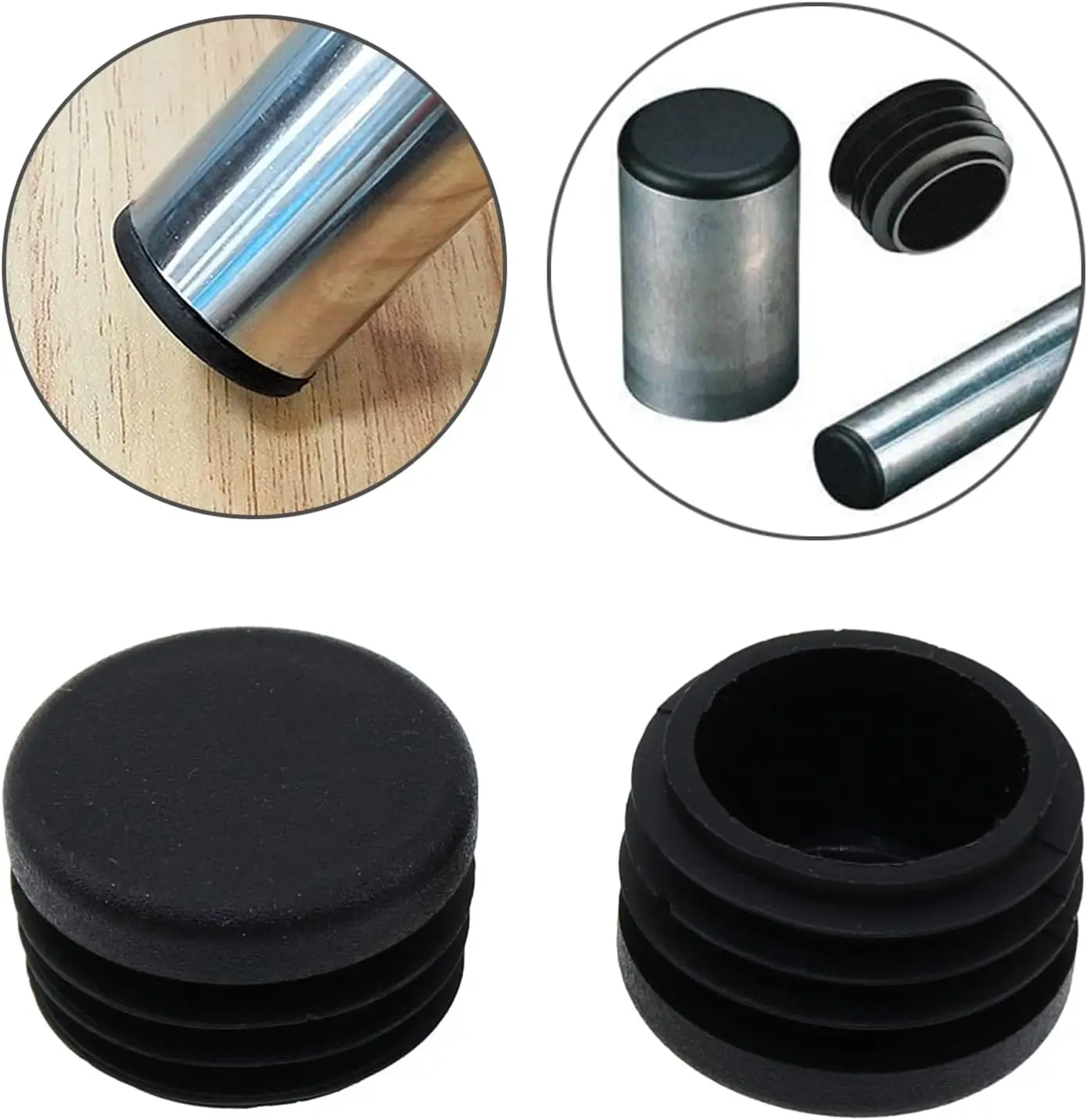 8 PCS Black Round Plastic Blanking End Cap Tube Pipe Inserts Plug Bung Insert Stopper For Chair Leg Pipe tapon tubo