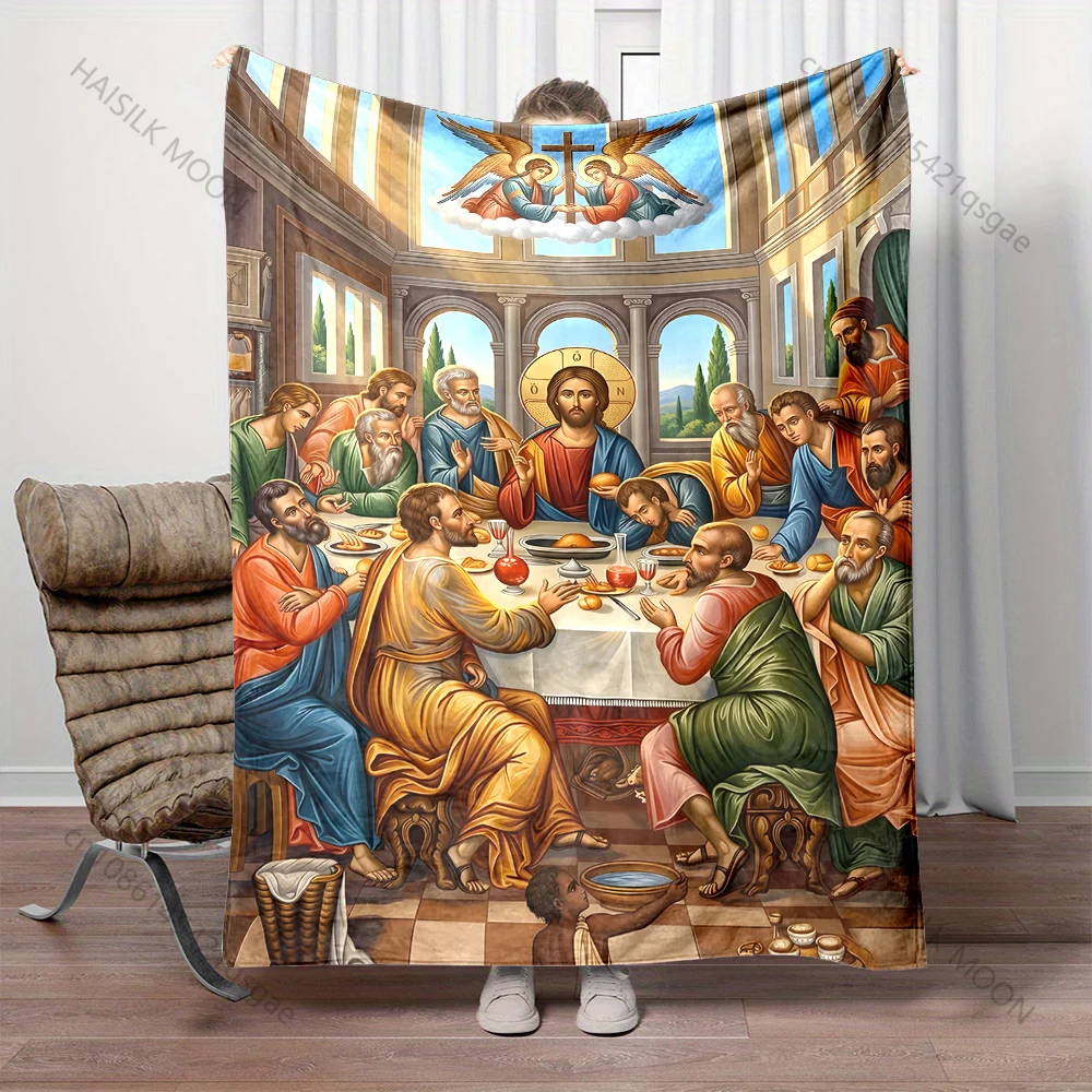 1PC The Last Supper religious print blanket Prayer blankets for believers suitable for home sofa camping travel car