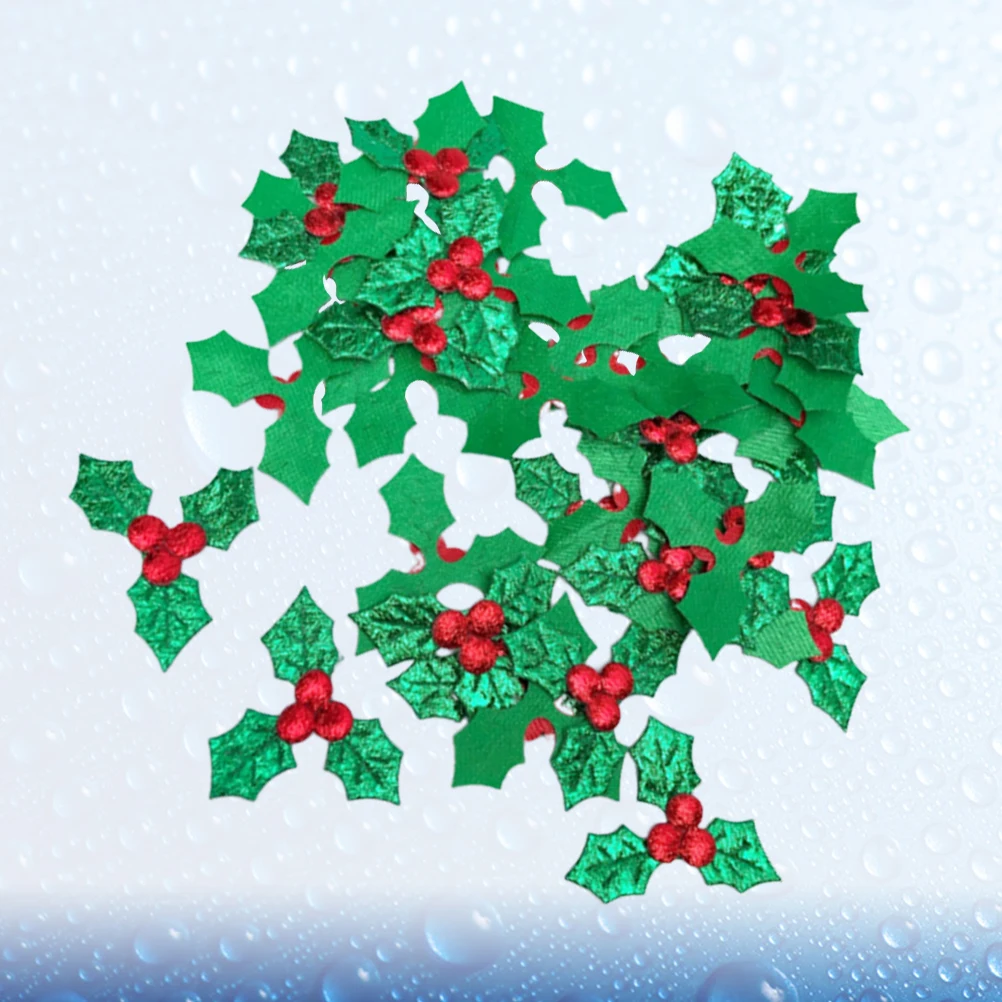 

200 Pcs Artificial Green Leaves Red Berries Cloth DIY Accessories for Wreath Garland Christmas Hat Decor Polyester Fabric Soft