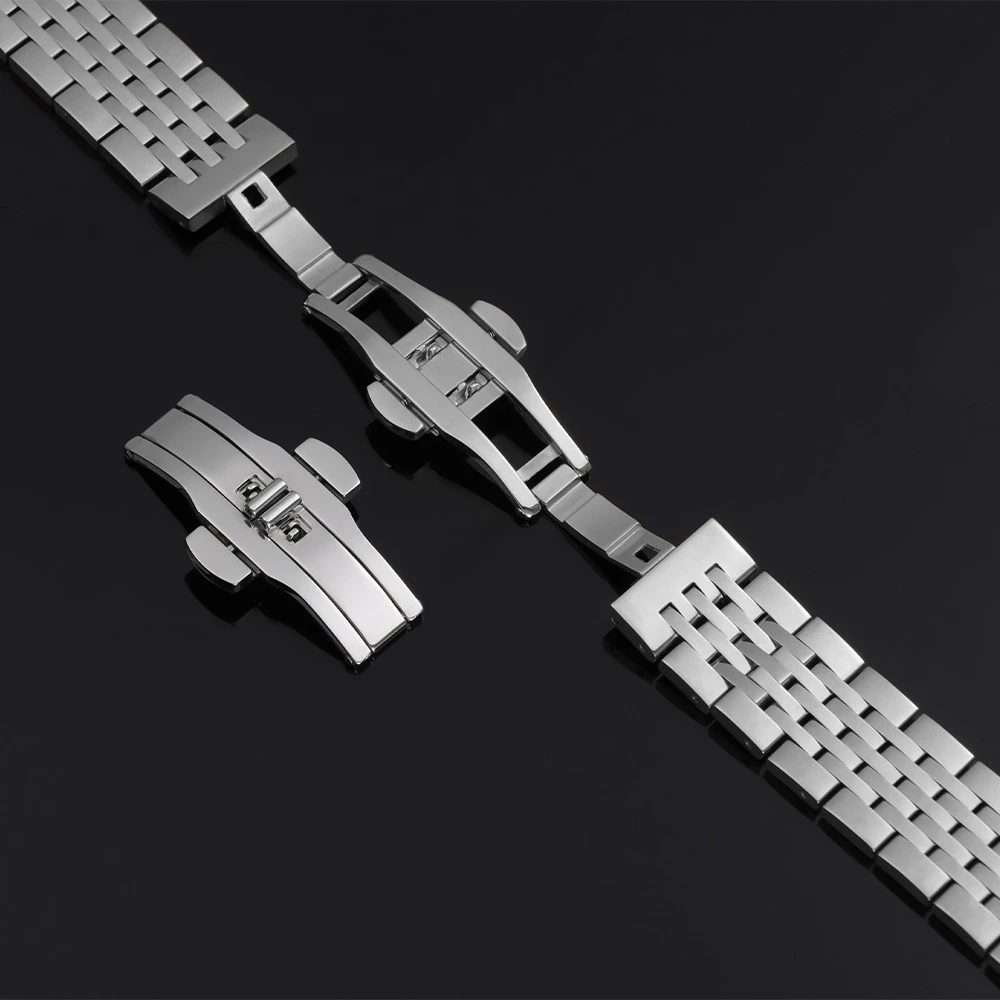 Watch Accessories Double Push Automatic Butterfly Watchband Buckle Steel Folding Clasp Metal Universal Strap Button 4mm 5mm 6mm view 4