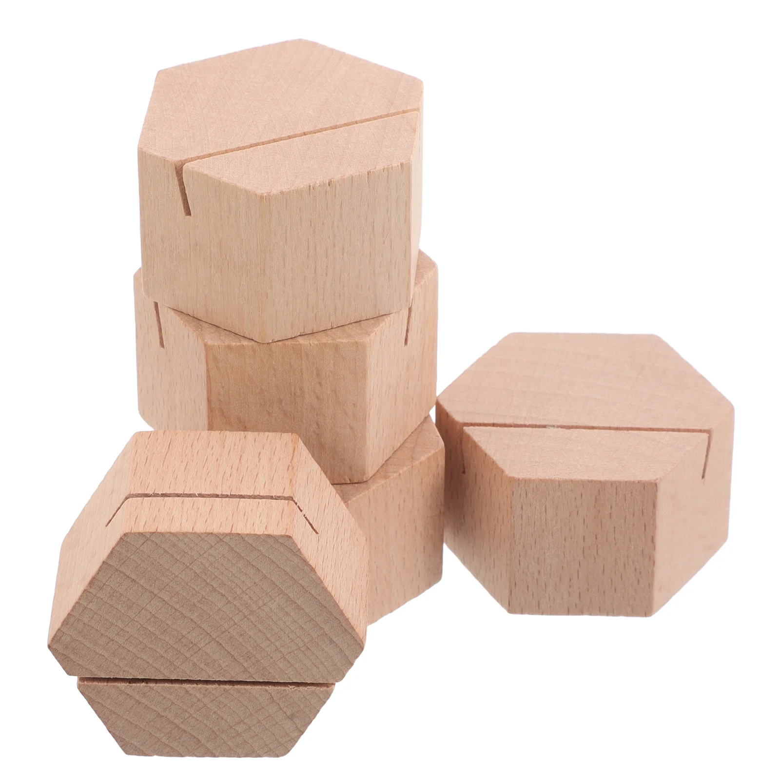 

5 Pcs Wood Business Card Holder Elegant Office Stand Photo Clips Place Holders Desktop Organizer Name Display Storage Table