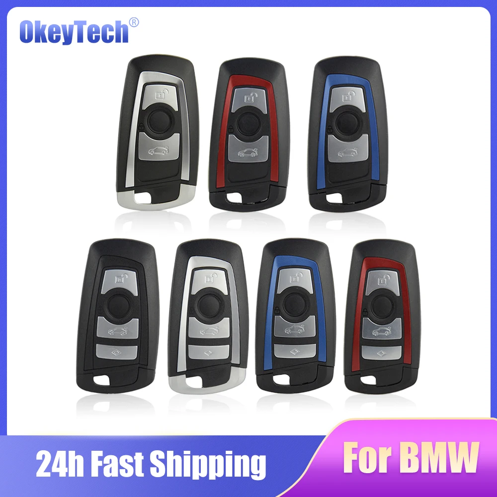 

OkeyTech Smart Car Key Shell Cover Remote Keyless Case for BMW CAS4 F FEM 3 5 7 Series E90 E92 E93 X5 F10 F20 F30 F40 Panic FOB