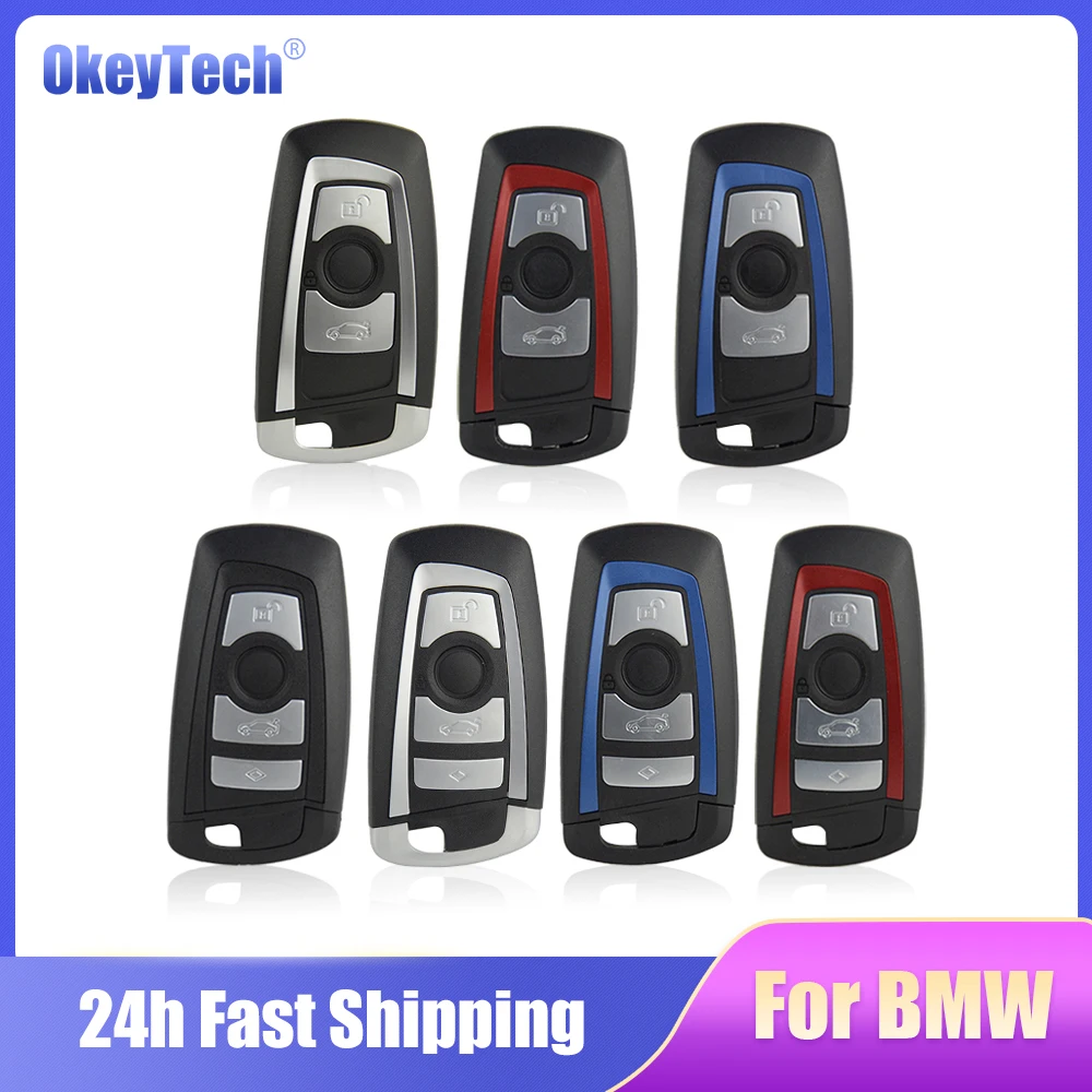 OkeyTech Smart Car Key Shell Cover Remote Keyless Case for BMW CAS4 F FEM 3 5 7 Series E90 E92 E93 X5 F10 F20 F30 F40 Panic FOB