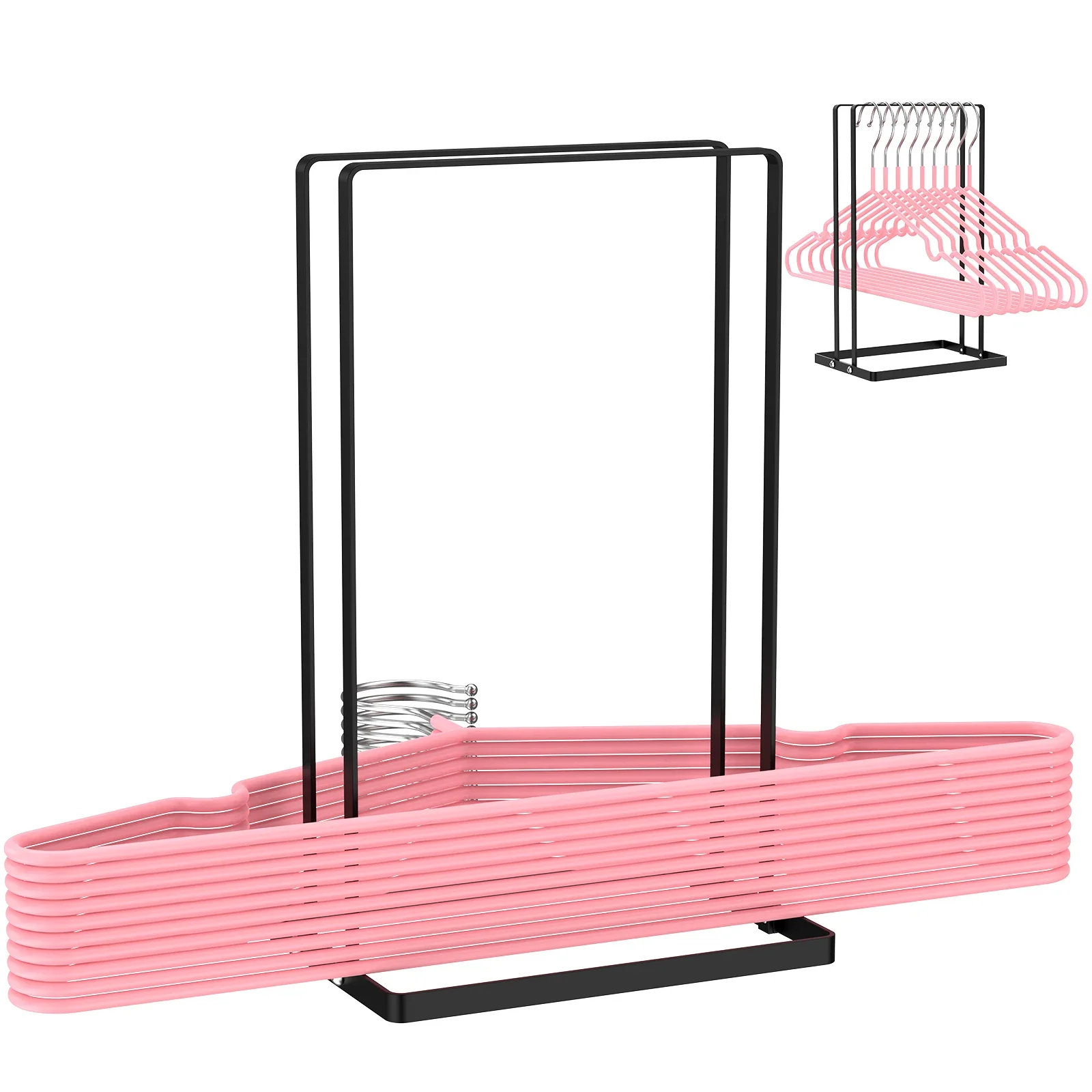 2Pcs Hanger Organizer Large Capacity Hanger Storage Holder Detachable Hanger Storage Rack Stainless Steel Hanger Storage Stand