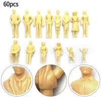 60pcs Model Figures 1:87 Unpainted H0 Figures Standing H0 Accessories Plastic Painted Figures Desk Decoration Gift To Kids