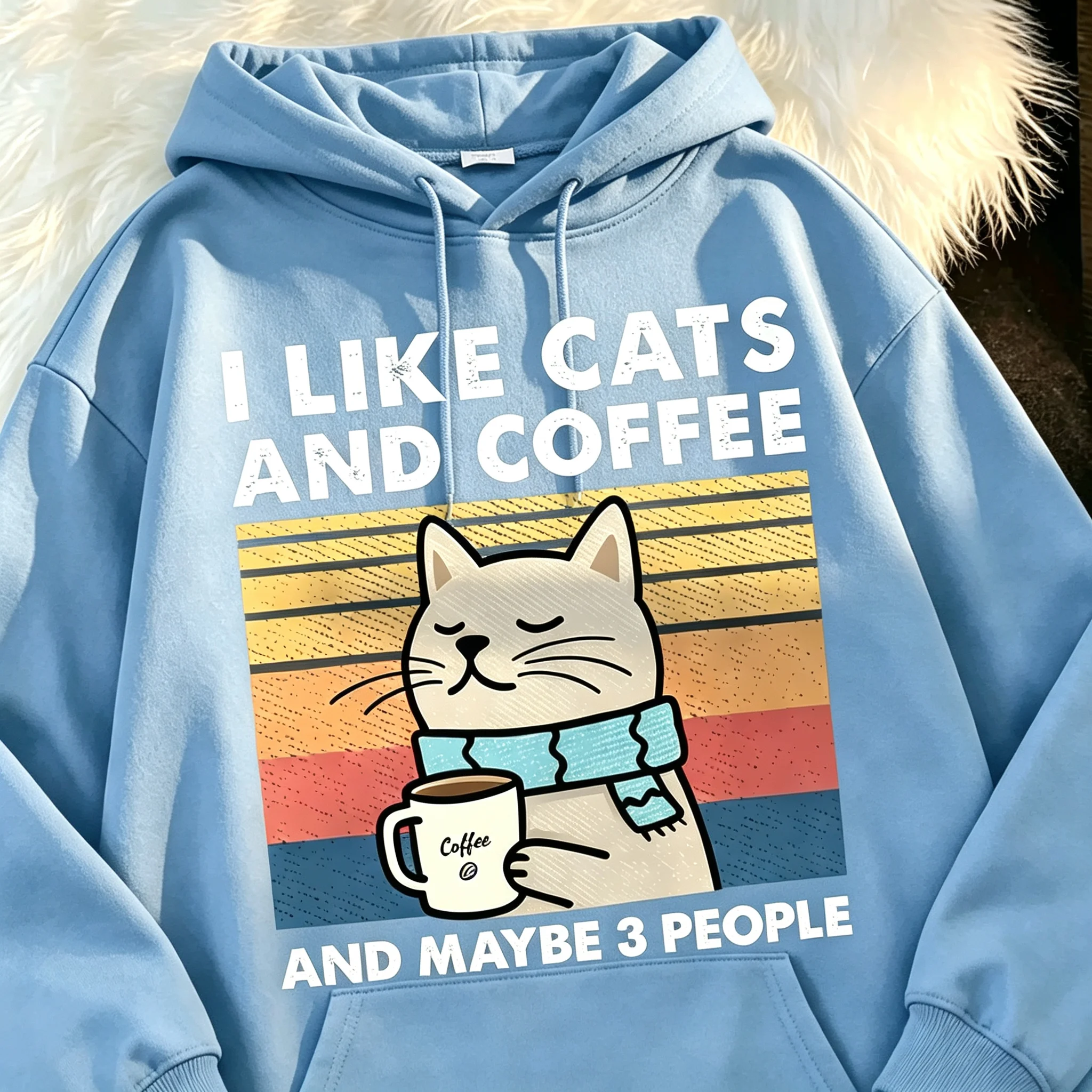 Ich mag Katzen und Kaffee Männer Frauen Hoodie T-Shirt Kleidung Hip Hop Lockerer Hoodie Mode Hoodie Streetwear Paar Kleidung – Detail 11