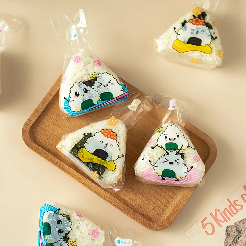 

100 Pcs New Lovely Cartoon Disposable Japenese Triangle Rice Ball Packaging Bag Sushi Bag Sushi Making Mold Bento Accessories