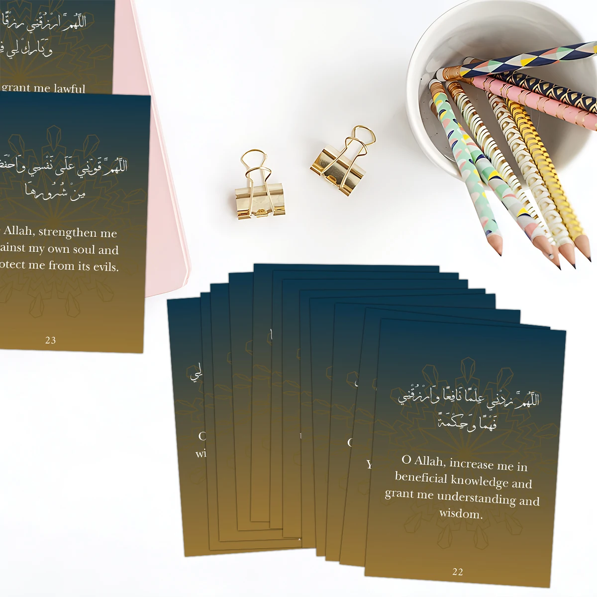 31pcs Arabic & English Ramadan Islamic Prayer Dua Cards For Daily Devotion,Blessing Cards For Family&Community,Holy Month Gifts view 2