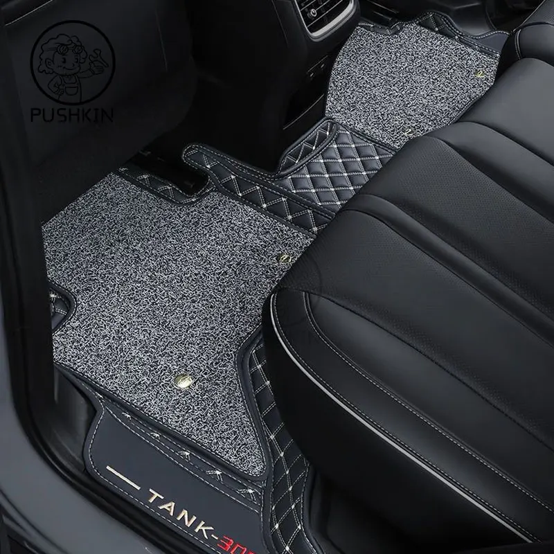 For Great Wall TANK 300 RHD LHD Car Styling Floor Mats Double Layer PU Leather Foot Pads Interior Floorliner Auto Accessories