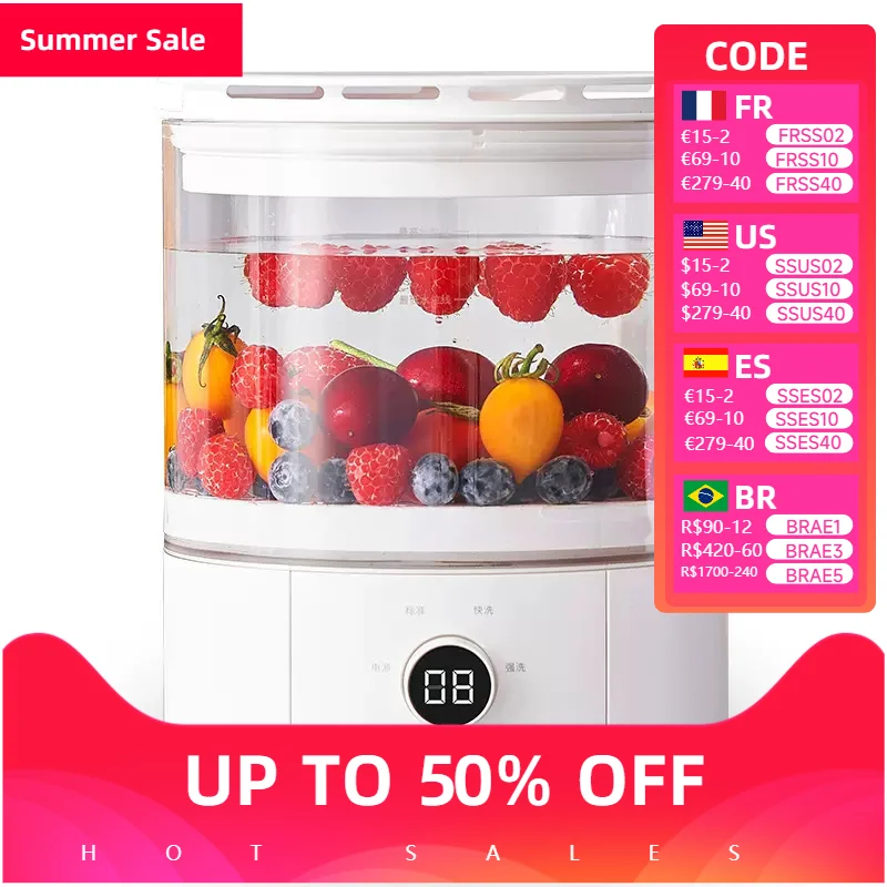 Mesin pembersih buah, penghilangan sisa pestisida, pembersih sterilisasi buah dan sayuran, pembersihan pusaran berkecepatan tinggi