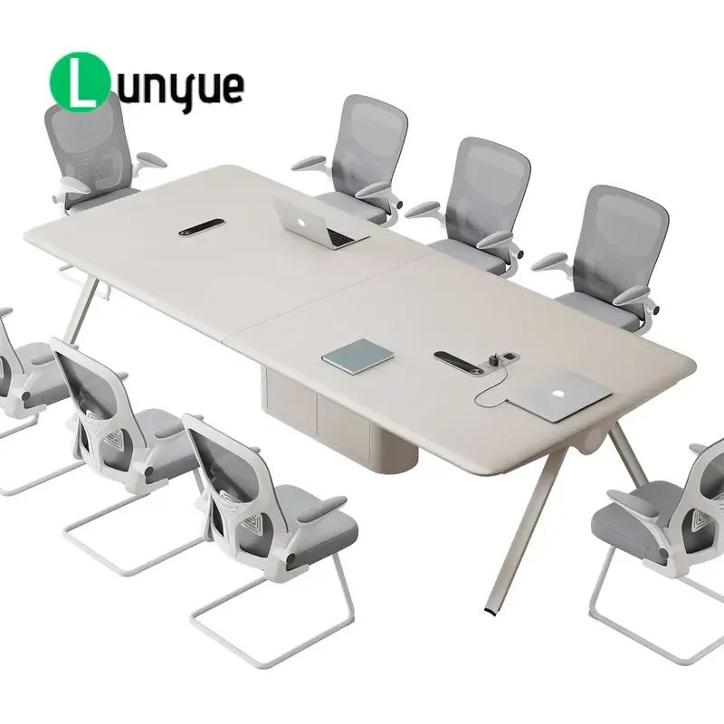 Modern Wooden Conference Table Lacquered Medium Size Office Meeting Negotiation Reception Desk Durable Furniture for Business