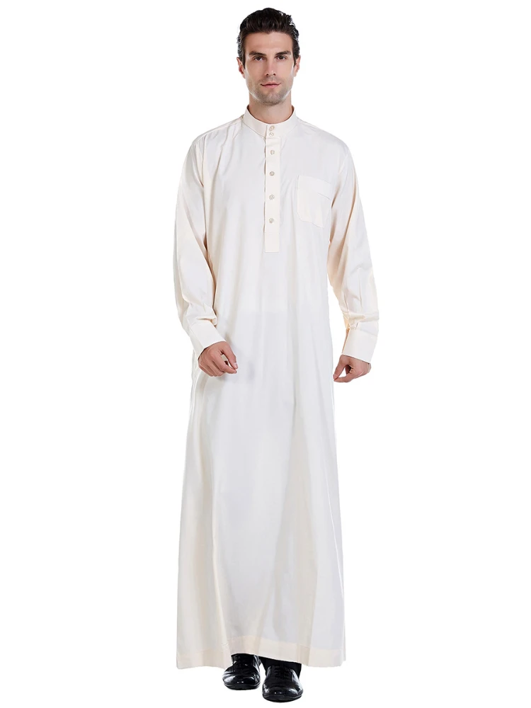 Muslim Men Jubba Thobe Islamic Clothing Ramadan Mens Abaya dress Long Robe Saudi Wear Musulman Caftan Jubah Dubai Arab Dressing