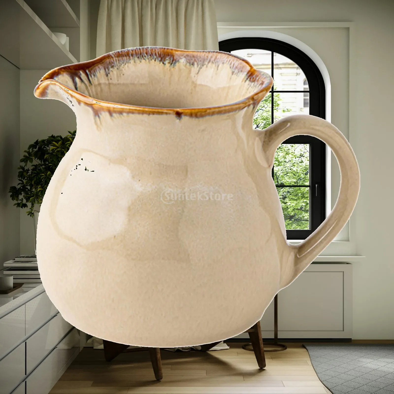 Ceramic Milk Creamer Pitcher with Spout Convenient Comfortable Handle Milk Frothing Pitcher Creamer Cup Milk Jug Cup for Home